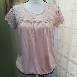 Pink lace detail top